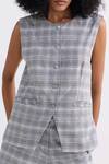 Reistor_Gray Cotton Round Neck Plaid Button-front Vest Jacket _at_Aza_Fashions