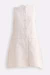 Buy_Reistor_Off White Cotton Mandarin Collar Sleeveless Button-front Dress _Online_at_Aza_Fashions