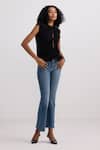 Reistor_Black Crepe Round Neck Sleeveless Top _at_Aza_Fashions