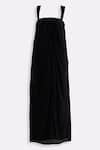 Buy_Reistor_Black Crepe Square Neck Drape Maxi Dress _Online_at_Aza_Fashions