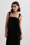 Buy_Reistor_Black Crepe Square Neck Drape Maxi Dress 