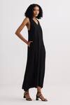 Reistor_Black Crepe V-neck Sleeveless Dress _at_Aza_Fashions
