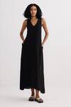 Buy_Reistor_Black Crepe V-neck Sleeveless Dress 