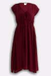 Buy Reistor Burgundy Crepe V-neck Dress Online at Aza Fashions Buy_Reistor_Burgundy Crepe V-neck Dress _Online_at_Aza_Fashions