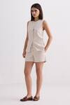Buy_Reistor_Cream Cotton Round Neck Tweed Vest And Shorts Set _at_Aza_Fashions