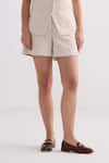 Shop_Reistor_Cream Cotton Round Neck Tweed Vest And Shorts Set _Online_at_Aza_Fashions