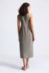 Shop_Reistor_Gray Hemp, Cotton V-neck Sleeveless Dress _at_Aza_Fashions