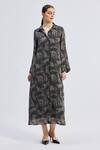 Buy_Reistor_Gray Cotton Collared Animal Print Maxi Dress _at_Aza_Fashions