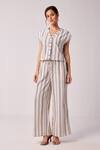 Buy_Reistor_Off White Cotton Striped Organic Wide Legged Pant _at_Aza_Fashions