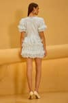Shop_Therealb_Green Jacquard, Organza Ruffles Round Neck And Top & Skirt Set _at_Aza_Fashions