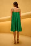 Shop_Therealb_Green Jacquard Square Neck Patterned Strap Dress _at_Aza_Fashions