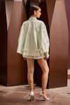 Shop_Therealb_Green Jacquard Collared Textured Oversized Shirt And Skorts Set _at_Aza_Fashions