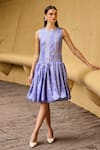 Buy_Therealb_Lavender Jacquard Round Neck Sleeveless Drop Waist Dress _at_Aza_Fashions