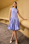 Buy_Therealb_Lavender Jacquard Round Neck Sleeveless Drop Waist Dress _Online_at_Aza_Fashions