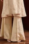 Shop_Therealb_Beige Jacquard Embroidery Bandeau Neck Strapless Long Top And Pant Set _Online_at_Aza_Fashions