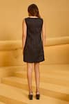 Shop_Therealb_Black Jacquard Beads Round Neck Sleeveless Embellished Dress _at_Aza_Fashions