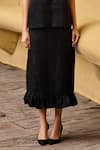 Therealb_Black Jacquard V-neck Vest And Skirt Set _Online_at_Aza_Fashions