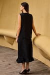 Shop_Therealb_Black Jacquard V-neck Vest And Skirt Set _at_Aza_Fashions