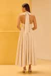 Shop_Therealb_Ivory Jacquard Halter Neck Flared Dress _at_Aza_Fashions