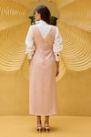 Shop_Therealb_Pink Jacquard V-neck Midi Dress _at_Aza_Fashions