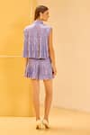 Shop_Therealb_Lavender Jacquard Collared Pleated Top And Shorts Set _at_Aza_Fashions