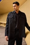 Therealb_Black Jacquard Shirt Jacket _Online_at_Aza_Fashions