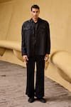 Buy_Therealb_Black Jacquard Shirt Jacket _Online_at_Aza_Fashions