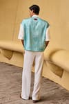 Shop_Therealb_Blue Jacquard Shirt With Overlap Panel _at_Aza_Fashions