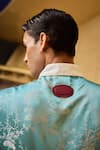 Therealb_Blue Jacquard Shirt With Overlap Panel _at_Aza_Fashions