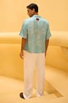 Shop_Therealb_Aqua Jacquard Printed Resort Collar Shirt _at_Aza_Fashions