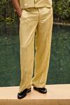 Therealb_Yellow Jacquard Patterned Shirt And Trouser Set _Online_at_Aza_Fashions