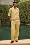 Buy_Therealb_Yellow Jacquard Patterned Shirt And Trouser Set _at_Aza_Fashions