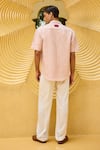 Shop_Therealb_Pink Jacquard Textured Half Sleeve Shirt _at_Aza_Fashions