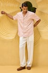 Buy_Therealb_Pink Jacquard Textured Half Sleeve Shirt _at_Aza_Fashions