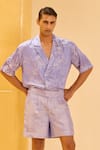 Buy_Therealb_Lavender Jacquard Shirt And Shorts Set _Online_at_Aza_Fashions