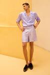 Shop_Therealb_Lavender Jacquard Shirt And Shorts Set _Online_at_Aza_Fashions