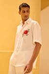Therealb_White Jacquard Embroidery Floral Shirt _Online_at_Aza_Fashions