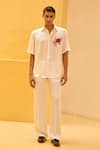 Buy_Therealb_White Jacquard Embroidery Floral Shirt _at_Aza_Fashions