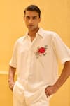 Shop_Therealb_White Jacquard Embroidery Floral Shirt _Online_at_Aza_Fashions