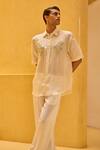 Shop_Therealb_Ivory Jacquard Embroidery Floral Shirt _Online_at_Aza_Fashions