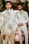 Varun Chakkilam_Ivory Organza Embroidery Frostline Jacket Kurta And Pant Set _Online_at_Aza_Fashions