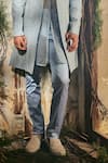 Buy_Varun Chakkilam_Sky Blue Twill, Silk, Organza, Satin, Celestial Open Jacket Kurta And Pant Set _Online_at_Aza_Fashions