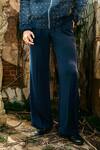 Varun Chakkilam_Navy Organza, Polyester Embroidery Regal Horizon Bomber Jacket And Pant Set _Online_at_Aza_Fashions
