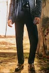 Varun Chakkilam_Navy Twill, Satin, Polyester Embroidery Ebon Luxe Open Jacket Kurta And Pant Set _Online_at_Aza_Fashions
