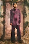 Buy_Varun Chakkilam_Maroon Embroidery Chiset Open Jacket Kurta And Pant Set _at_Aza_Fashions