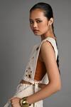 Buy_Veera Wear_Off White Orbit Eyelet Bib _Online_at_Aza_Fashions