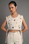Veera Wear_Off White Orbit Eyelet Bib _at_Aza_Fashions