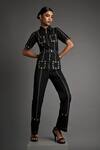 Buy_Veera Wear_Black Cotton Studs Collared Urban Vault Jumpsuit _at_Aza_Fashions