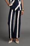 Veera Wear_Navy Cotton Fringe Crosscurrent Panel Pant _Online_at_Aza_Fashions