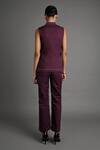 Shop_Veera Wear_Purple Cotton Studs Mandarin Collar Merlot Muse Co-ord Set _at_Aza_Fashions